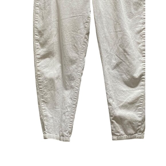 Zara Barrel Leg Paper Bag Waist Corduroy Pants White Size 4 Minimalist Neutral - Picture 6 of 12